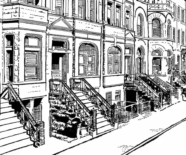 Illustration of a brownstone