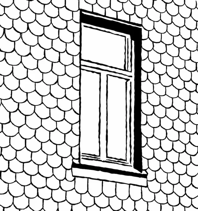 Fish-scale wall tiles