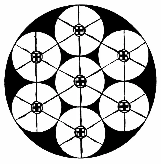 Gideon Ouseley's diagram of a heptapolis